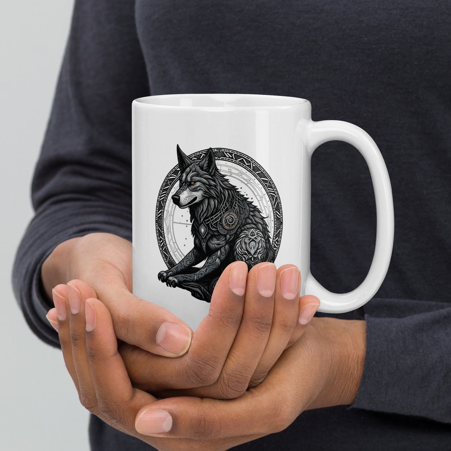 Norse Knotwork Dire Wolf Mug
